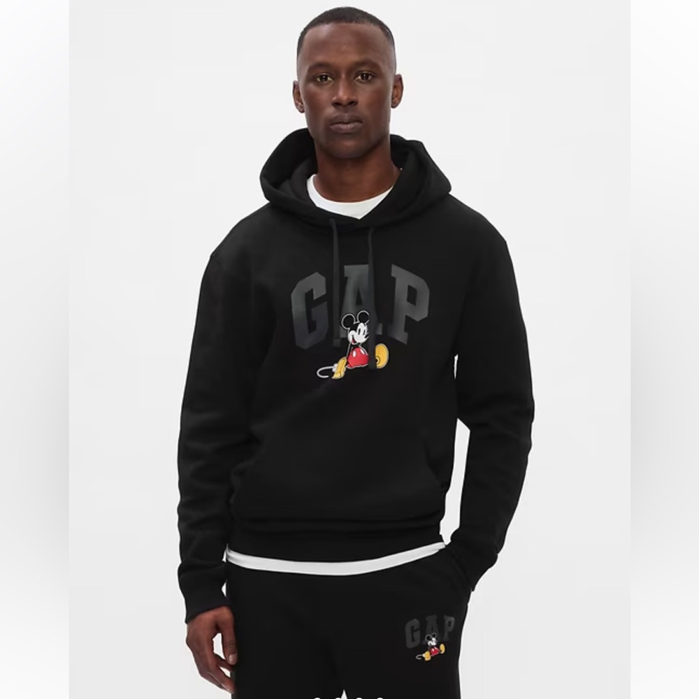 Gap × Disney Relaxed Gap Logo Hoodie in Black